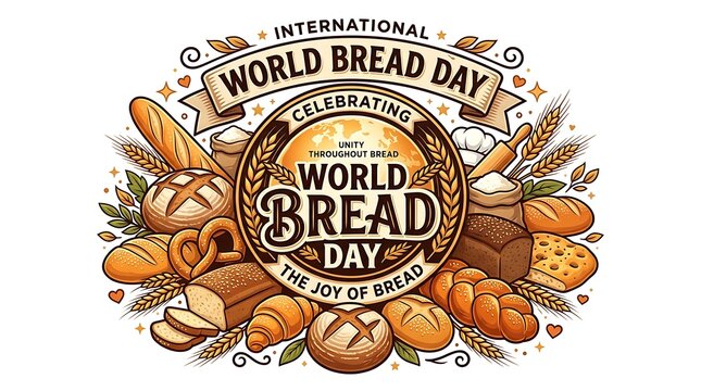 World bread day celebration with various types of baked bread