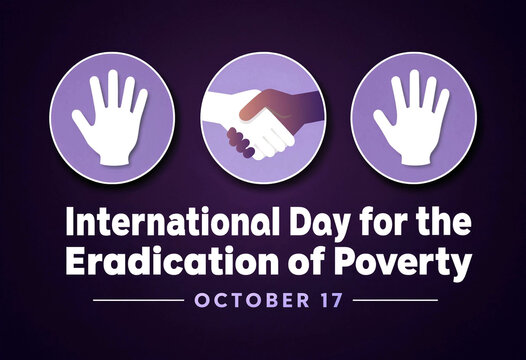 International day for the eradication of poverty awareness poster with handshake and hands design