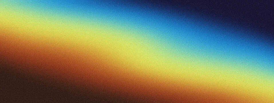 Vibrant sunset gradient with warm colors with abstract texture yellow orange black blue red grainy background