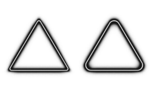 Two black triangular frame icons with dots