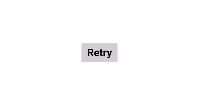 Retry Button Click Animation with Hand Pointer and Mouse Cursor Interaction on Transparent Background, Retry Action Interface UI, 4K Motion Graphics