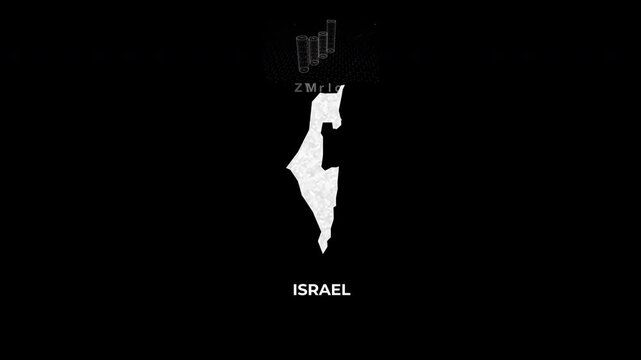 Israel technology map with animated charts, graphs, statistics, and analytics showcasing economy, infrastructure, innovation, population, trade, energy, and national development