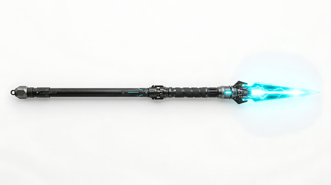 Futuristic Sci-Fi Energy Spear Weapon Illustration Isolated on White Background