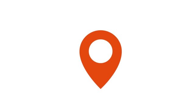 Orange Map Location Pin Icon Animation Isolated on White Background Motion Graphics