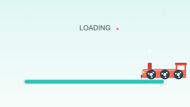 Cute red train loading progress bar animation video template for website preloader user interface and digital application graphic design