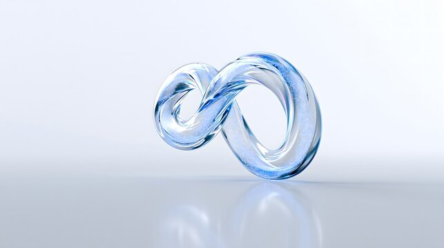 Abstract 3D rendered infinity loop with internal glowing dust on minimal white background