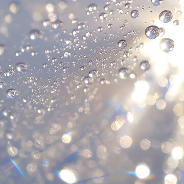Luminous drops on clear glass high resolution picture