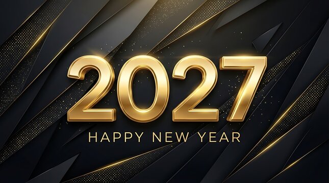 Happy new year 2027 celebration design with golden numbers