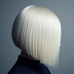 Fototapeta premium Sleek Blonde Bob Hairstyle with Glossy Finish and Modern Look