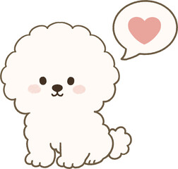 Cute Bichon Frise with Heart Speech Bubble Vector Illustration