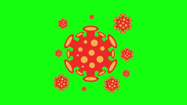 Animated Coronavirus COVID-19 Virus Cells on Green Screen Background
