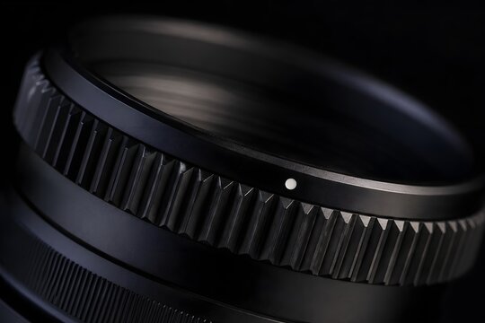 Detailed Analog Camera Aperture Ring with Tactile Grooves Creates Premium Mechanical Photography Equipment Closeup Background