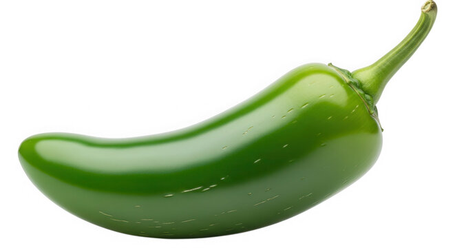 Fresh single green jalapeno pepper isolated for cooking and food design isolated on transparent background