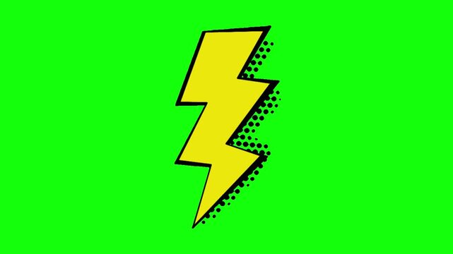Pop Art Style Lightning Flash on Green Screen