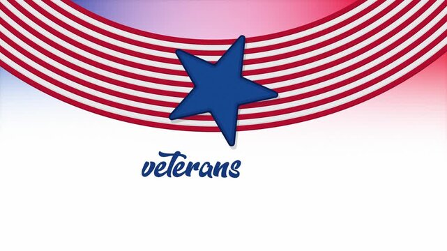 Veterans Day Honoring All Who Served November 11 Text Animation with Blue Star and Red White Stripes Frame animation.
