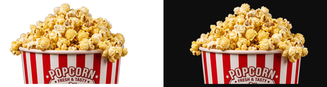 Bucket of popcorn isolated on transparent background