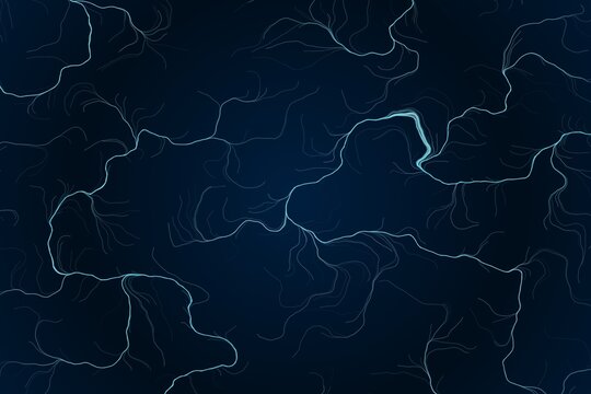 Abstract dark background with glowing blue lightning neural wave lines forming digital network pattern on dark backdrop