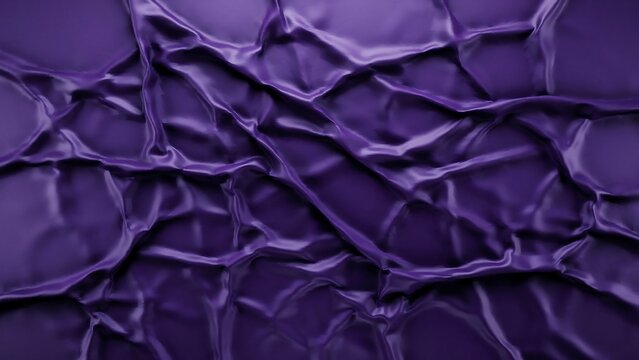 Deep purple crumpled fabric texture background with folds and creases