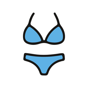 Blue two-piece bikini swimsuit icon for summer beach vacation isolated on transparent background Colorful Summer Beach Vacation Icon Vector Illustration Isolated on White Background