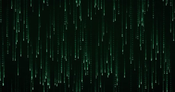 Devanagari characters cascade down in a mesmerizing green matrix code animation with deep parallax effect.