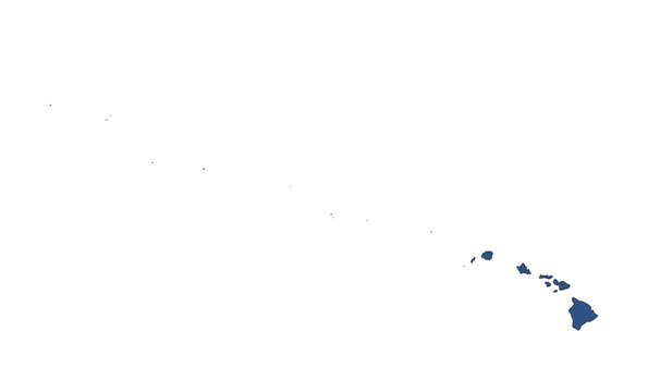  Hawaii island chain in muted blue for map infographic and regional design.