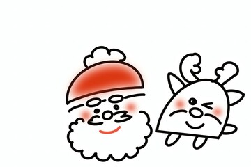Cute Hand Drawn Santa Claus and Reindeer Christmas Illustration © 正 田辺