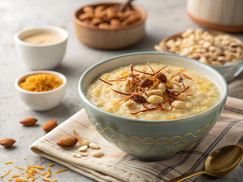 Sama Rice Kheer, realistic food photography, barnyard millet pudding