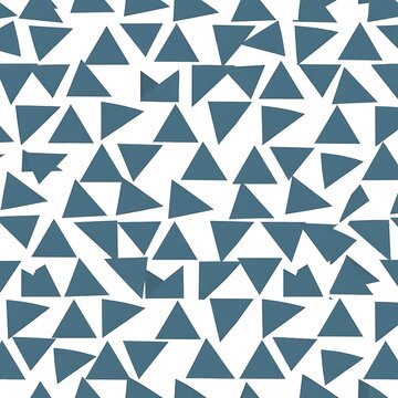 Abstract geometric seamless pattern featuring randomly scattered teal triangles on a clean white background creating modern design