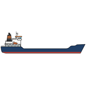Cargo ship flat vector illustration