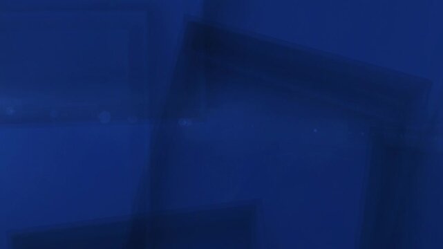 Abstract Corporate Dark Blue Background with Rotating Translucent Geometric Cubes and Light Flare Loop Animation.