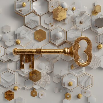 Key digital protection puzzle background cybersecurity wallpaper Banner