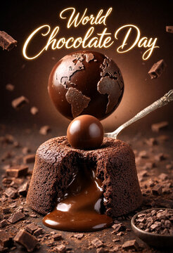 Delicious molten chocolate lava cake with globeshaped chocolate for world chocolate day celebration