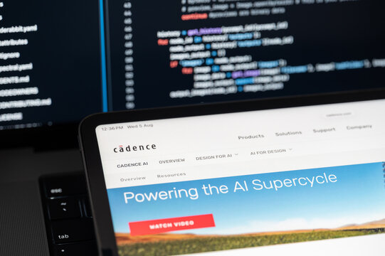 Cadence Ai company web page on program code background
