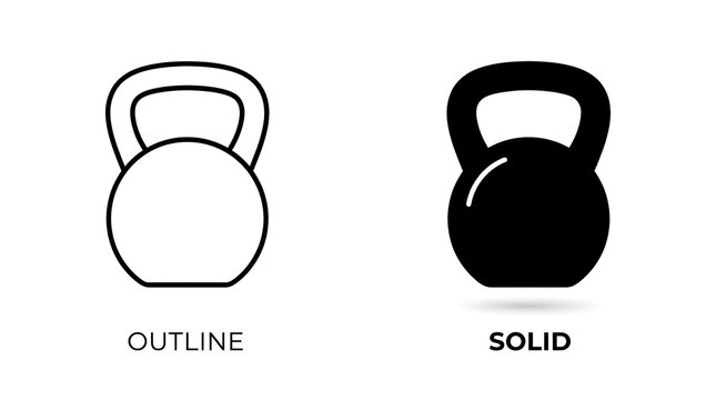 Solid black kettlebell isolated on a white background