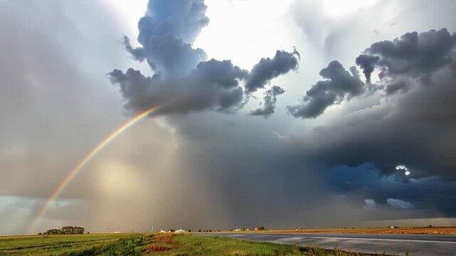 Time Lapse of a Brilliant Rainbow Following a Severe Storm During an Extreme Weather Event Associated with El Ni&ntilde;o, Illustrating Climate Change, Global Warming and Environmental Sustainability