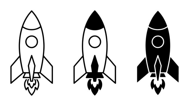 Rocket Ship Icons, Space Exploration Vector Set, Futuristic Spaceship Graphics, Sci-Fi Launch Symbols