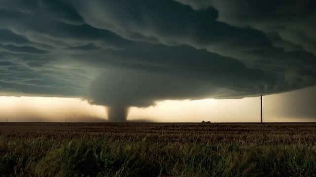 Time Lapse of a Powerful Tornado and Tornadic Supercell During an Extreme Weather Event Associated with El Ni&ntilde;o, Illustrating Climate Change, Global Warming and Environmental Sustainability