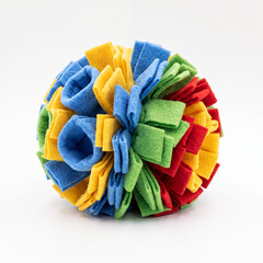 Generic soft fleece dog snuffle ball foraging toy isolated on white. © dung