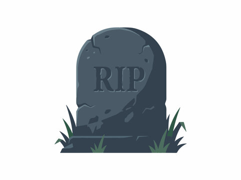 Halloween tombstone with RIP engraving flat vector illustration for cemetery memorial and spooky theme design isolated on white background