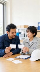 Fototapeta premium 倉庫で安全カードを使う外国人スタッフのヒヤリハット予防研修