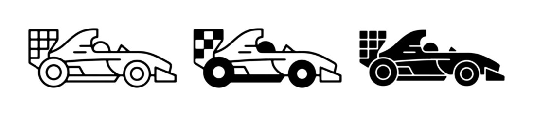 Fototapeta premium Formula 1 Racing Car Icons, Speeding Vehicle Graphics, Motorsport Vector Set, Championship Symbols