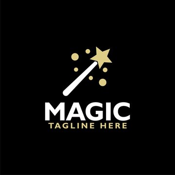 Magic wand logo icon isolated on black background
