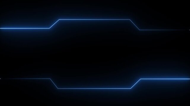 Neon digital Hud frame futuristic game target borders empty sharp blue lines field forming. Tech layout for title backgrounds UI overlays business corporate Presentation templates, sci-fi. 4k