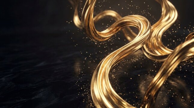 Golden braided hair swirling against dark space