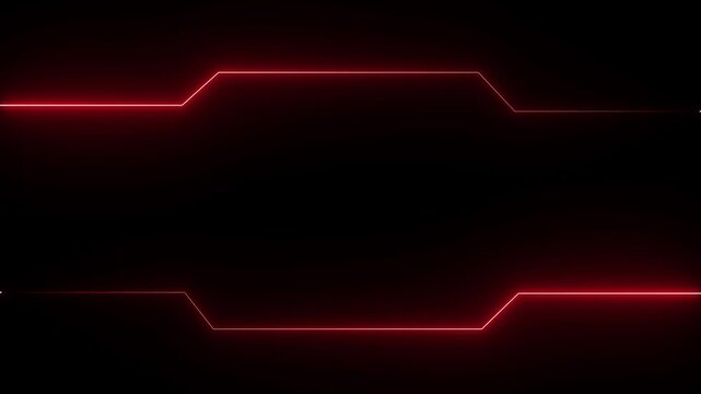 Neon digital Hud frame futuristic game target borders empty sharp red lines field forming. Tech layout for title backgrounds UI overlays business corporate Presentation templates, sci-fi. 4k