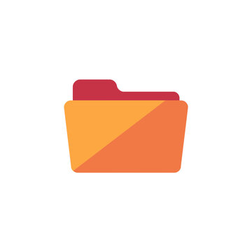 Flat design folder icon with orange and red colors for digital file management and computer data storage systems isolated on transparent background, Vector