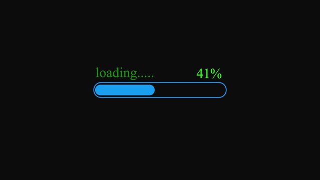 Digital loading progress bar with forty one percent completion status indicator and green text on a dark background for software interface design and web development user experience