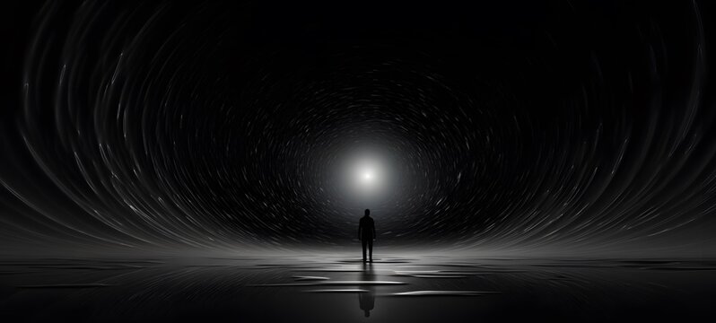 art of black hole a black and white high contrast full body. Generative AI