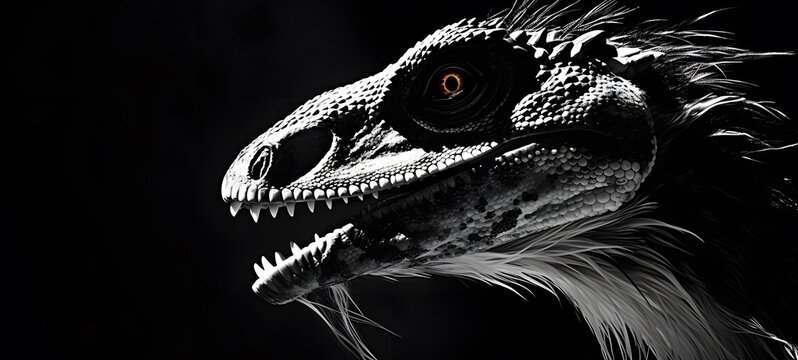 art of Velociraptor a black and white high contrast full body. Generative AI