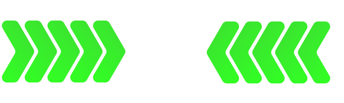 Green Gradient Chevron Arrow Icon Set Left and Right 